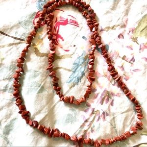 Long stone chip necklace copper brown sparkle